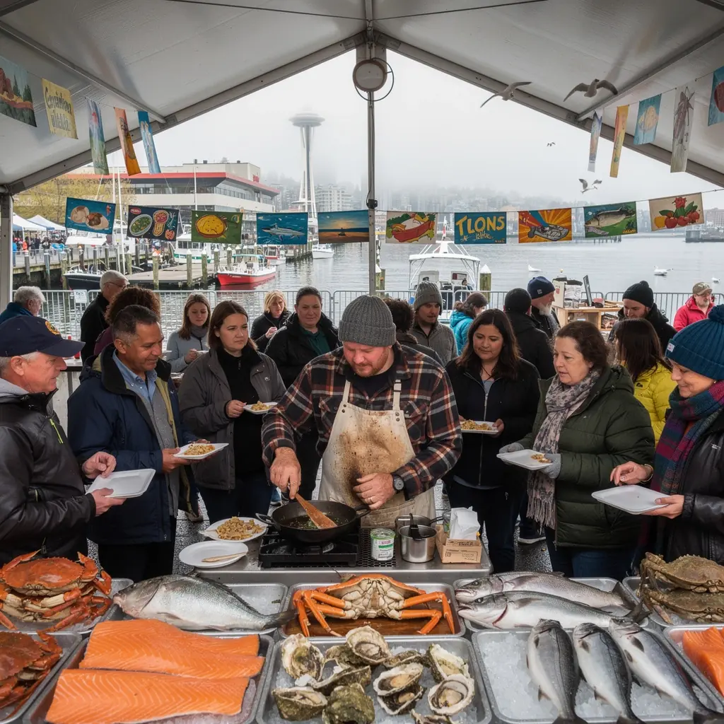 Turysta rozmawiający z lokalnym producentem żywności na rynku.